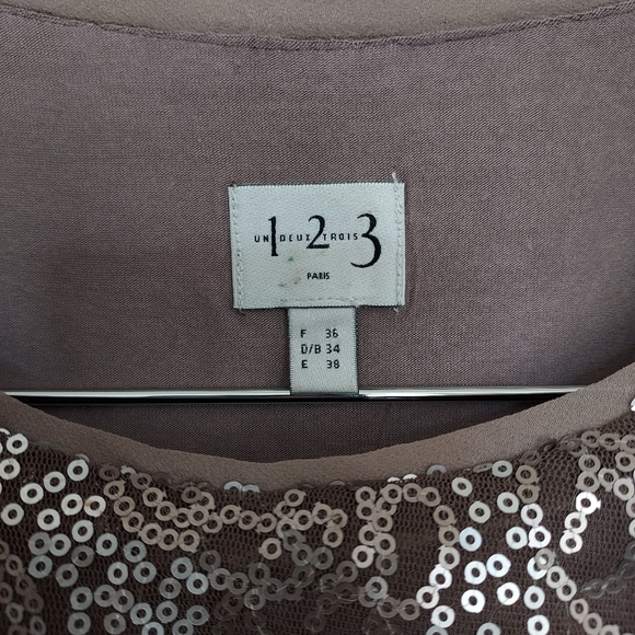 1.2.3. Paris Taupe Sequin Paisley Dress | 4 - Picture 11 of 14